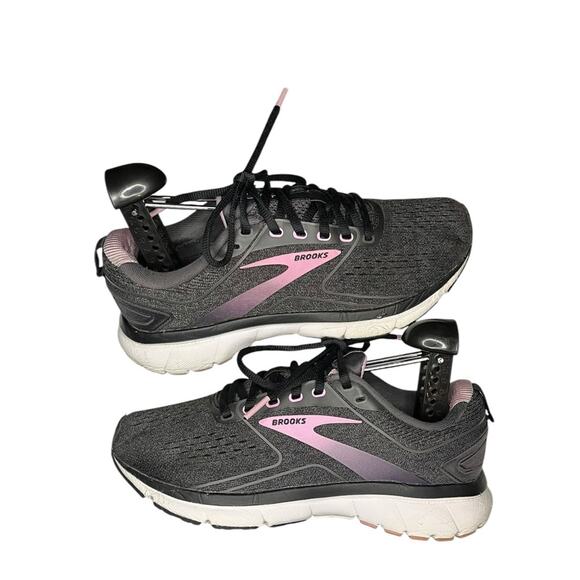 Brooks Transmit 3 Gray and Pink Athletic Running Shoes with Breathable Mesh - Picture 1 of 6